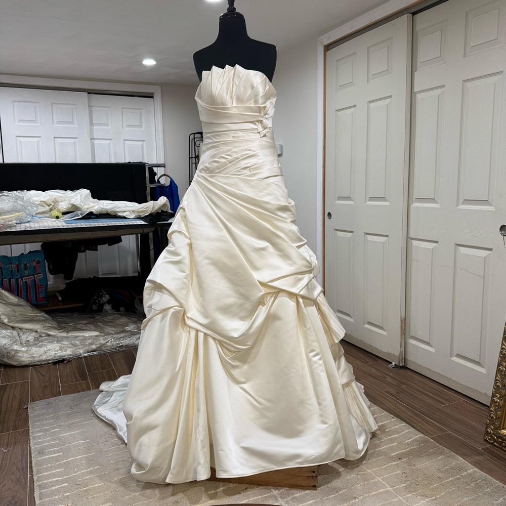 Satin Pleated and Ruffled Dress